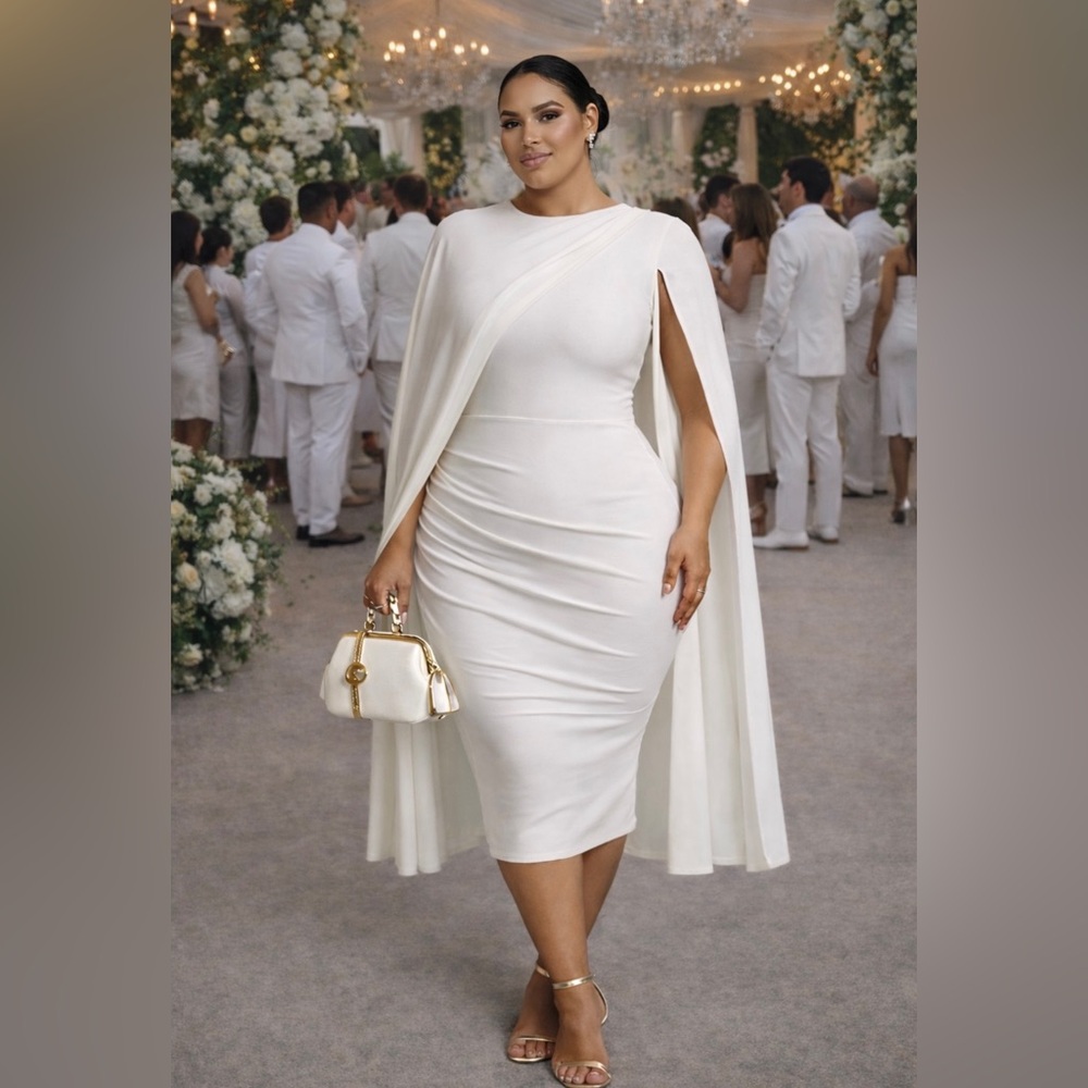SOLD!!!! Club L London Elegant White Cape Dress
